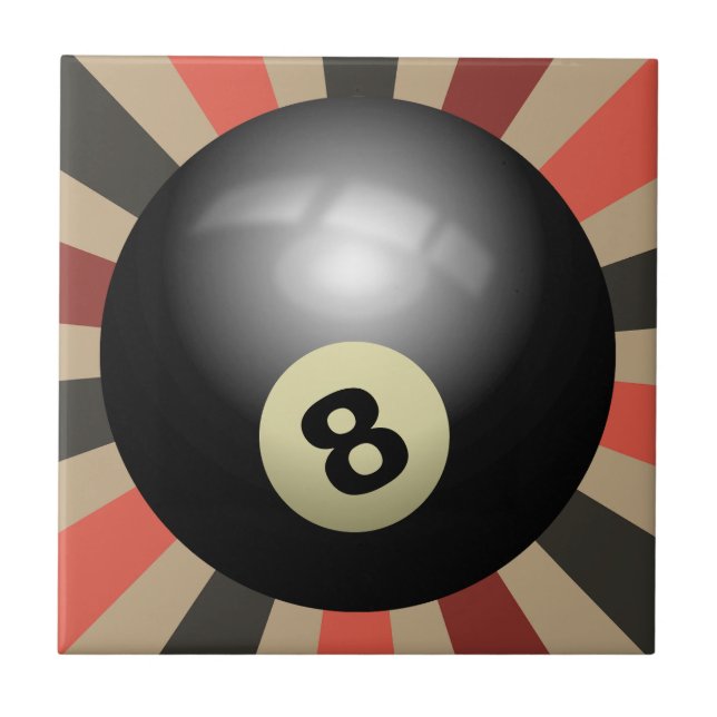 Route 66 Sunburst Vibes - Retro 8-Ball Fliese (Vorderseite)