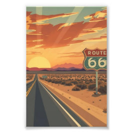 Route 66 Sunset Desert Road Travel Art Fotodruck