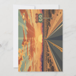 Route 66 Sunset-Wüstenstraße-Reise Kunst Feiertagskarte