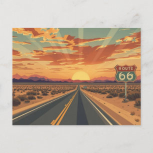 Route 66 Sunset-Wüstenstraßen-Reise-Kunst Postkarte