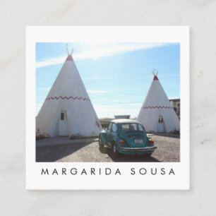 Route 66 TeePee Vintage Retro Foto Reise Tourismus Quadratische Visitenkarte