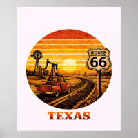 Route 66 Texas Ölfördergebiet Sonnenuntergang Retr