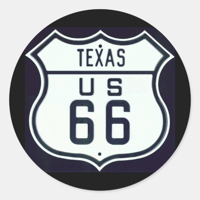 Route 66 Texas Runder Aufkleber (Vorderseite)