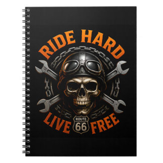 ☠️ Route 66 Totenkopf-Grafik für hartgesottene Bik Notizblock