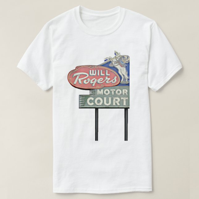Route 66 Tulsa Will Rogers Motor Court Artwork T-Shirt (Design vorne)