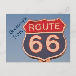 Route 66 Unterschreiben bei Sonnenuntergang Postkarte