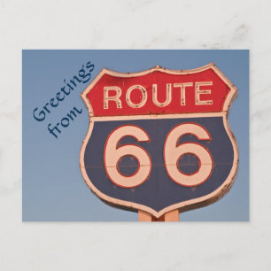 Route 66 Unterschreiben bei Sonnenuntergang Postkarte