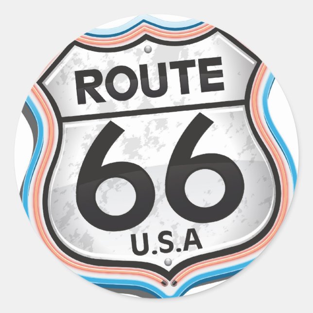 Route 66 USA Runder Aufkleber (Vorderseite)