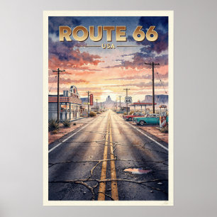 Route 66 USA Vintage Reise Poster