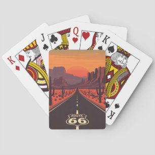 Route 66 USA Vintage-Sonnenuntergang Wüste Spielkarten