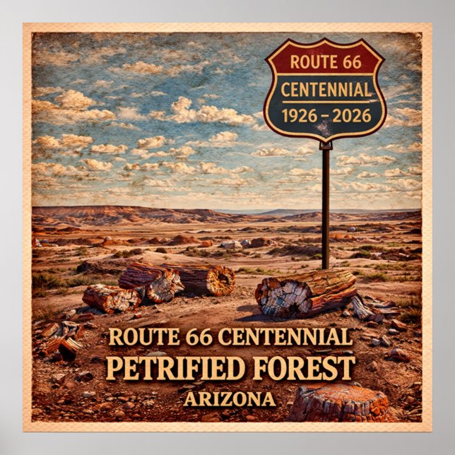 Route 66 Versteinerter Wald Arizona Poster (Vorne)