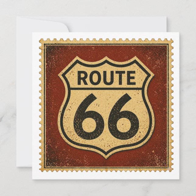 Route 66 verwittertes Schild Retro-Grußkunst (Vorderseite)