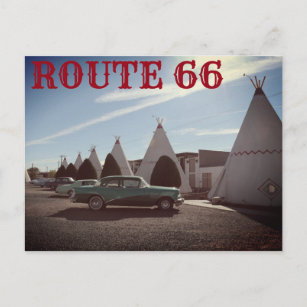 Route 66 Vintag TeePee Motel TRAVEL Postkarte