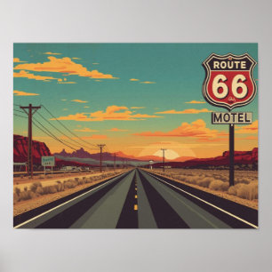 Route 66 Vintage American Road Trip Kunst Poster