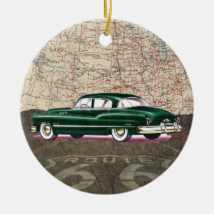 Route 66 Vintage Auto - SRF Keramik Ornament