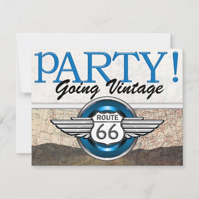Route 66 - Vintage Cars- Einladung (Vorderseite)