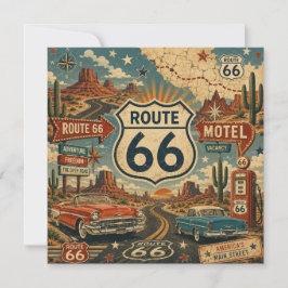 Route 66 Vintage Desert Highway Abenteuer Kunst Karte