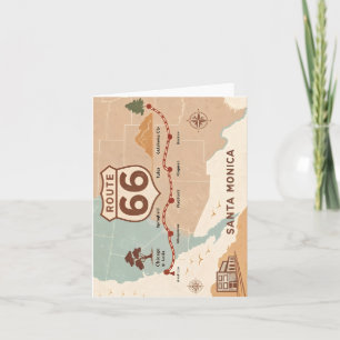 Route 66 Vintage Karte mit historischen Städten