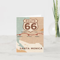 Route 66 Vintage Karte mit historischen Städten