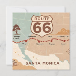 Route 66 Vintage Karte mit historischen Städten