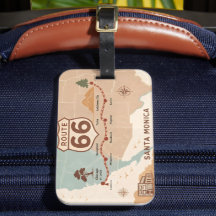 Route 66 Vintage-Karte mit historischen Städten