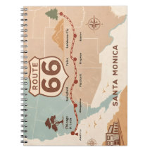 Route 66 Vintage Karte mit historischen Städten