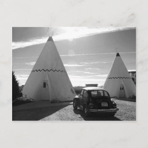 Route 66 Vintage Motel Schwarz-Weiß Postkarte