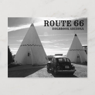 Route 66 Vintage Motel Schwarz-Weiß Postkarte