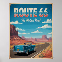 Route 66 Vintage Poster Wandkunst, Retro Amerikani