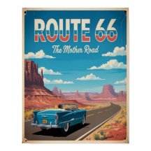 Route 66 Vintage Poster Wandkunst, Retro Amerikani