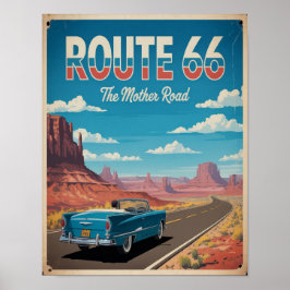 Route 66 Vintage Poster Wandkunst, Retro Amerikani