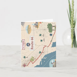 Route 66 Vintage-Reisekarte Illustration Feiertagskarte