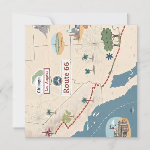 Route 66 Vintage-Reisekarte Illustration Feiertagskarte