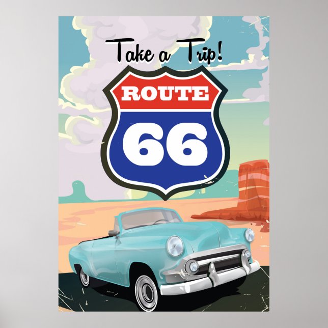 Route 66 Vintage Reiseplakat Poster (Vorne)