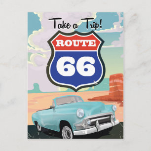 Route 66 Vintage Reiseplakat Postkarte