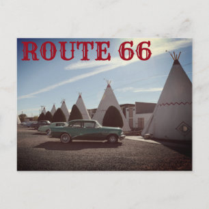 Route 66 Vintage TeePee Motel REISE Postkarte