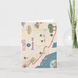 Route 66 Vintage Travel Map Illustration Feiertagskarte