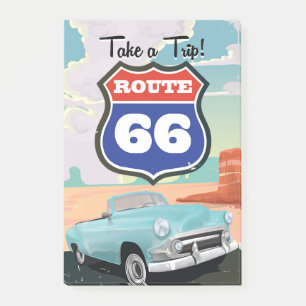 Route 66 Vintages Reiseplakat Post-it Klebezettel