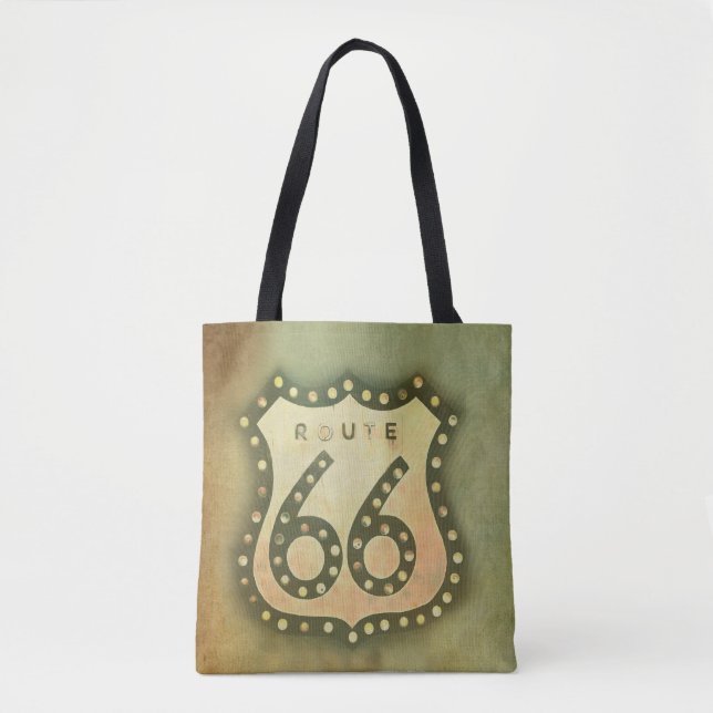 Route 66 Vintages Schild Tasche Shabby Chic (Vorderseite)