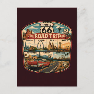 Route 66 Wahrzeichen Illustration Reise Kunst Abze Postkarte