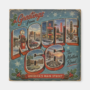Route 66 Weihnachts-Großbuchstaben-Postkarte Magnet