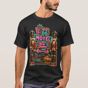 Route 66 Weihnachts-Motel Nussknacker Neon T-Shirt
