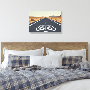 Route 66 Wüstenstraße Vintage-Reise Kunst Leinwanddruck