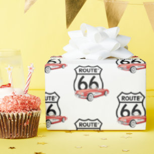 Route 66 Zeichen und 1960 Corvette Geschenkpapier