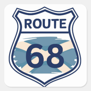 Route 68 - Schottischer Schildkrötenschild Quadratischer Aufkleber