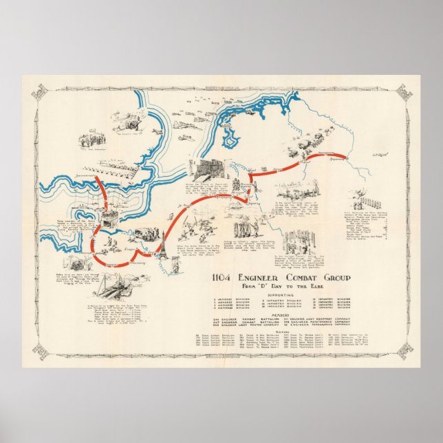 Route des Zweiten Weltkriegs 1104 Engineer Combat  Poster (Vorne)