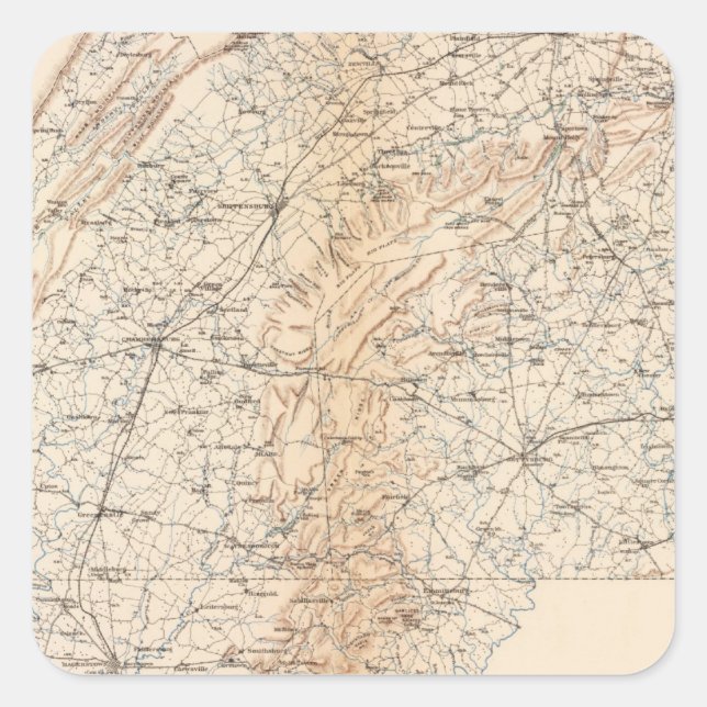 Route, Gettysburg-Kampagne Quadratischer Aufkleber (Vorderseite)