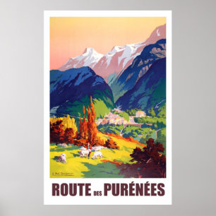 Route in Pyrenäen, Frankreich Poster