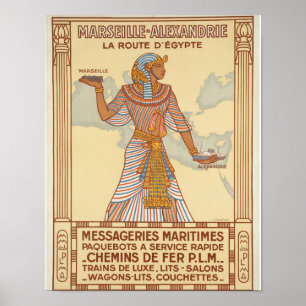 Route Marseille nach Alexandria Ägypten Poster