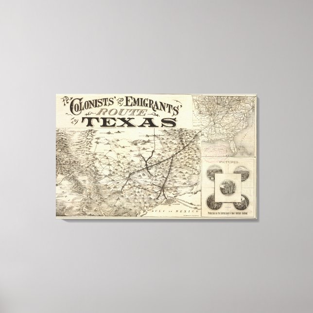 Route nach Texas Leinwanddruck (Vorderseite)
